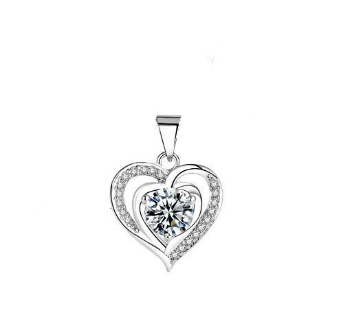 Double Heart Crystal Ketting Hanger Verzilverd Mode Hart Hanger Van Ketting Voor Vrouwen Kettingen Sieraden: white