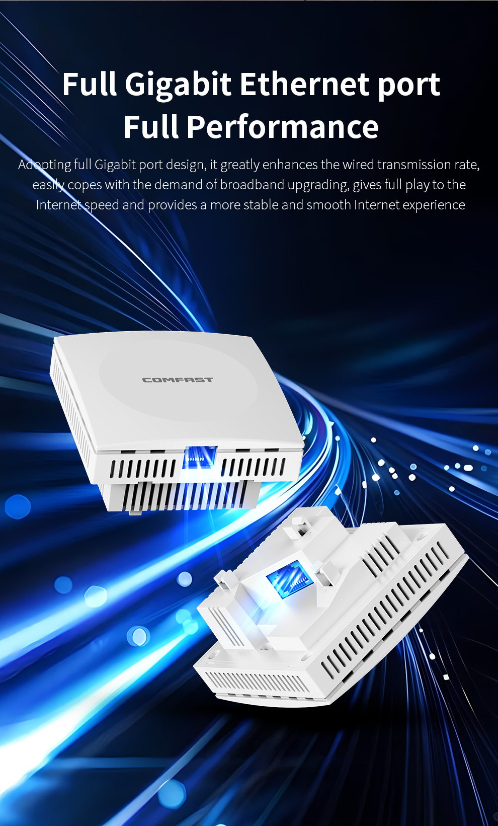 Comfast WiFi 6 In-wall AP 2.4GHz&5.8GHz Dual Band Gigabit Access Point 802.11ax RJ45 WAN/LAN Port Extnder Router OFDMA MU-MIMO