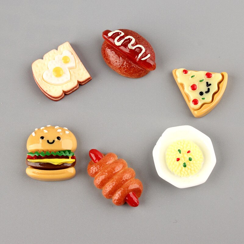 4Pcs Slime Charms Burger Pizza Brood Slime Accessoires Kralen Maken Benodigdheden Met Koord Pouch Voor DIY Ambachten Scrapbooki