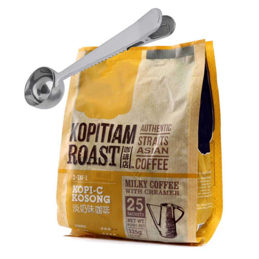 OUTAD Roestvrij Staal Koffie Scoop Met Afdichting Zak Clip Perfecte Koffie Maatlepel Scoop Silver Home Tool Gadget