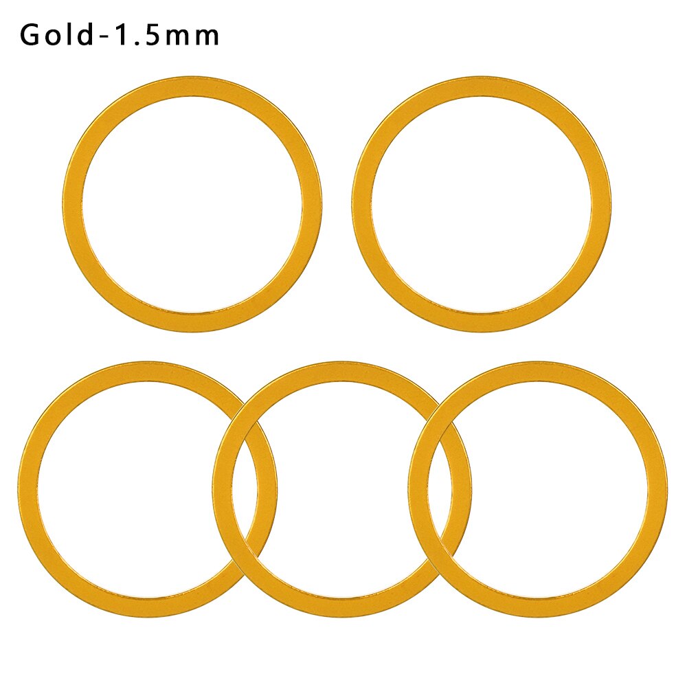5PC 1~2.5mm Aluminium Alloy Bicycle Flywheel Hub Spacer MTB Bike Bottom Bracket Washer Bike Axle Washer Gasket Freewheel Gap: Gold 1.5mm