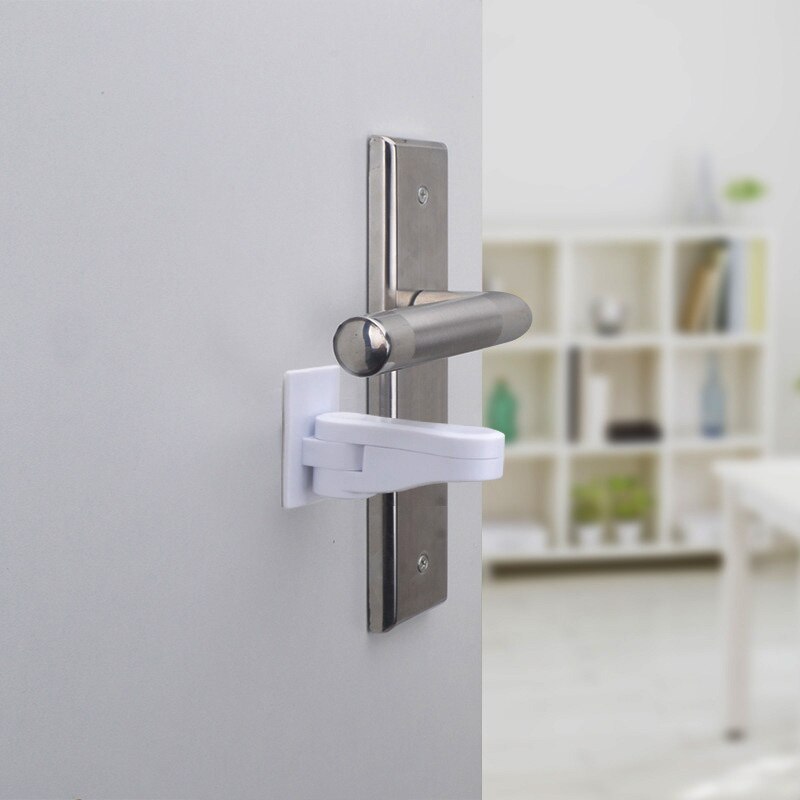 2 Teile/satz Baby Schrank Schlösser Tür Ebene Griff Mit Klebstoff Anti-Geöffnetes Schloss Für Art Schutz Baby Sicherheit Zubehör: Weiß