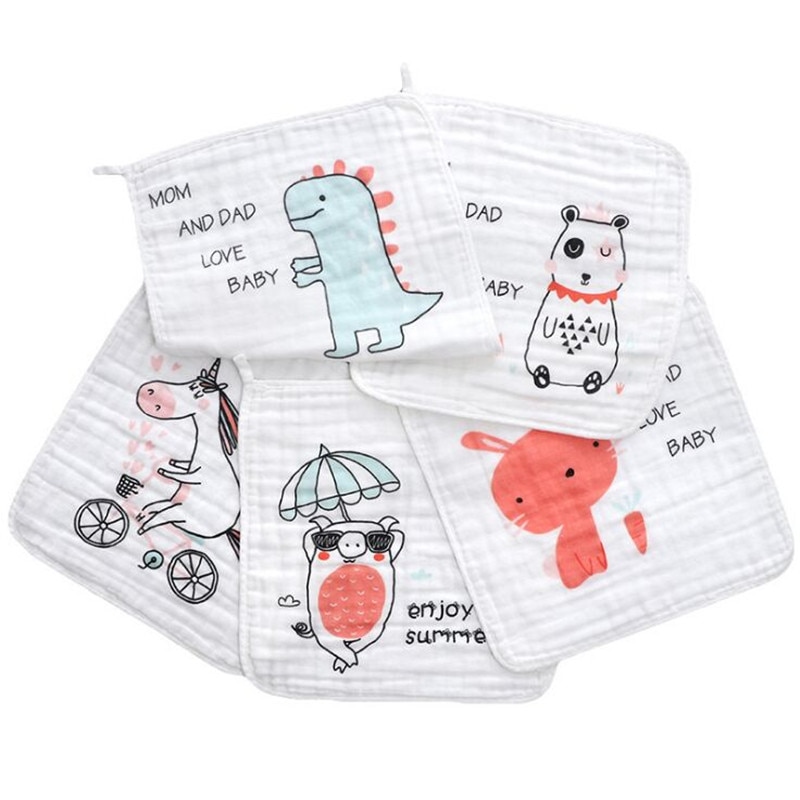 5 stuks babydoekjes, mousseline doekjes, vierkantjes, zakdoekjes, zachte katoenen babywashandjes, super schattige kinderhanddoekjes voor pasgeboren baby's