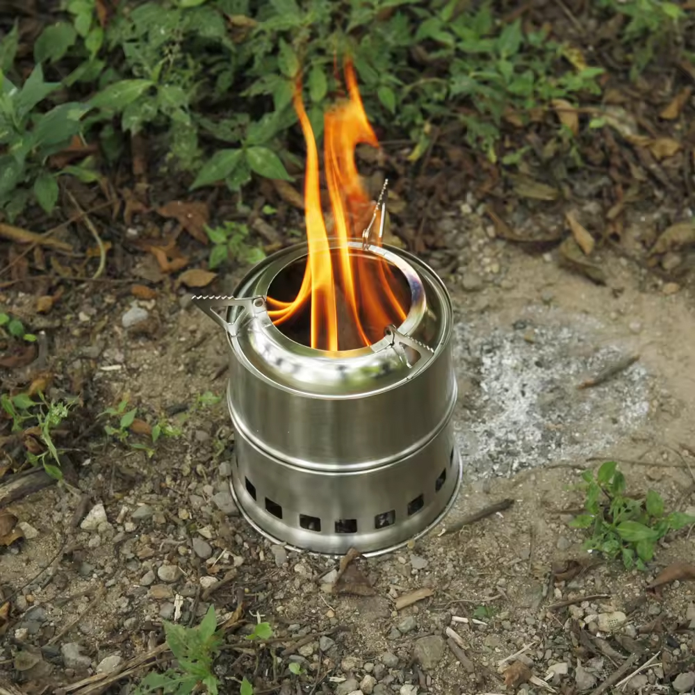 Estufa de leña plegable portátil a prueba de viento, estufa de Alcohol de acero inoxidable para acampar al aire libre, senderismo, cocina, Picnic, barbacoa