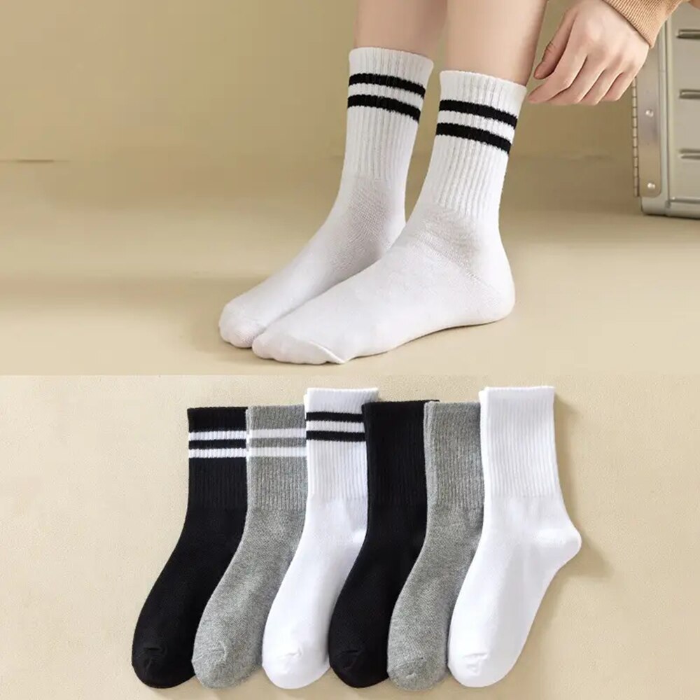 6/12 pares de calcetines medios para mujer Color sólido transpirable cómodo en otoño invierno absorbente de sudor calcetines casuales de deportes