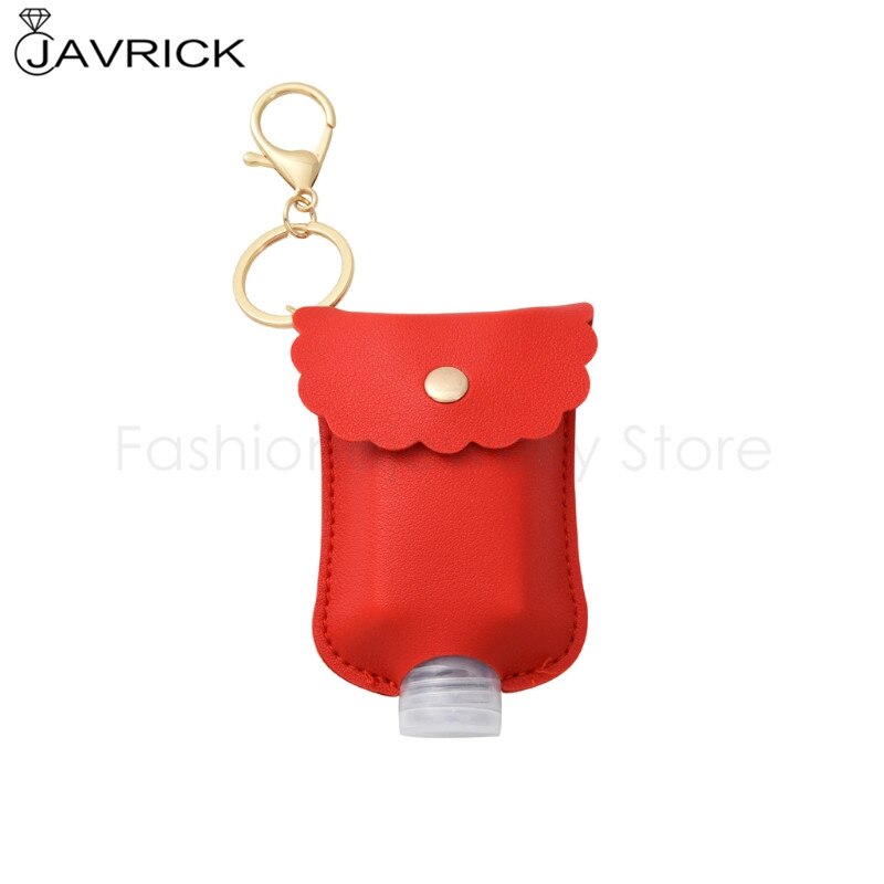 60ml Tragbare Squeeze Flasche Leere Dicht Kunststoff Reise Flasche für Hand Sanitizer mit Leder Keychain Halter Clips: Red