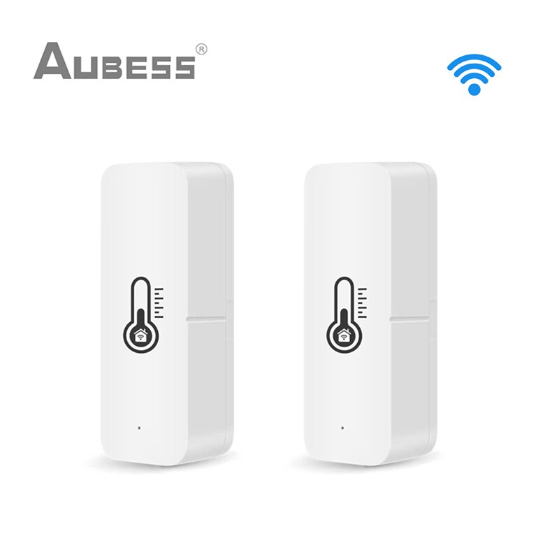 AUBESS Tuya WiFi Temperature And Humidity Sensor Indoor Hygrometer Controller Monitoring Works With Alexa Google Home Smart Life: 2Pcs