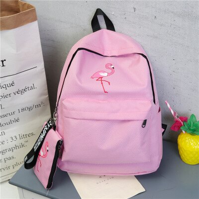 Mochila escolar de flamingo, bolsa escolar feminina versão coreana de ulzzang: Rosa