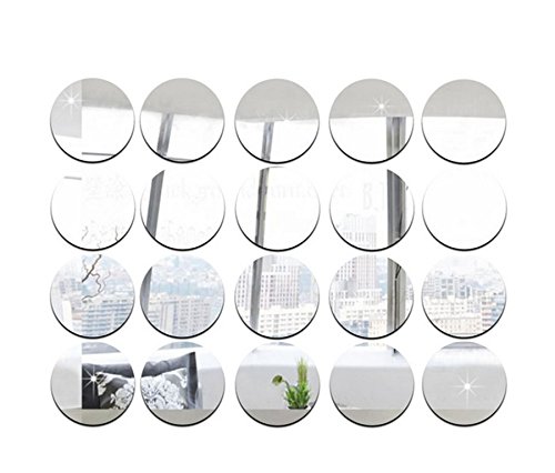 Miroir autocollant rond de 5cm de diamètre | Pièces décoratives pour miroir, accessoires à créer et soi-même, miroir en acrylique, 50 pièces/lot