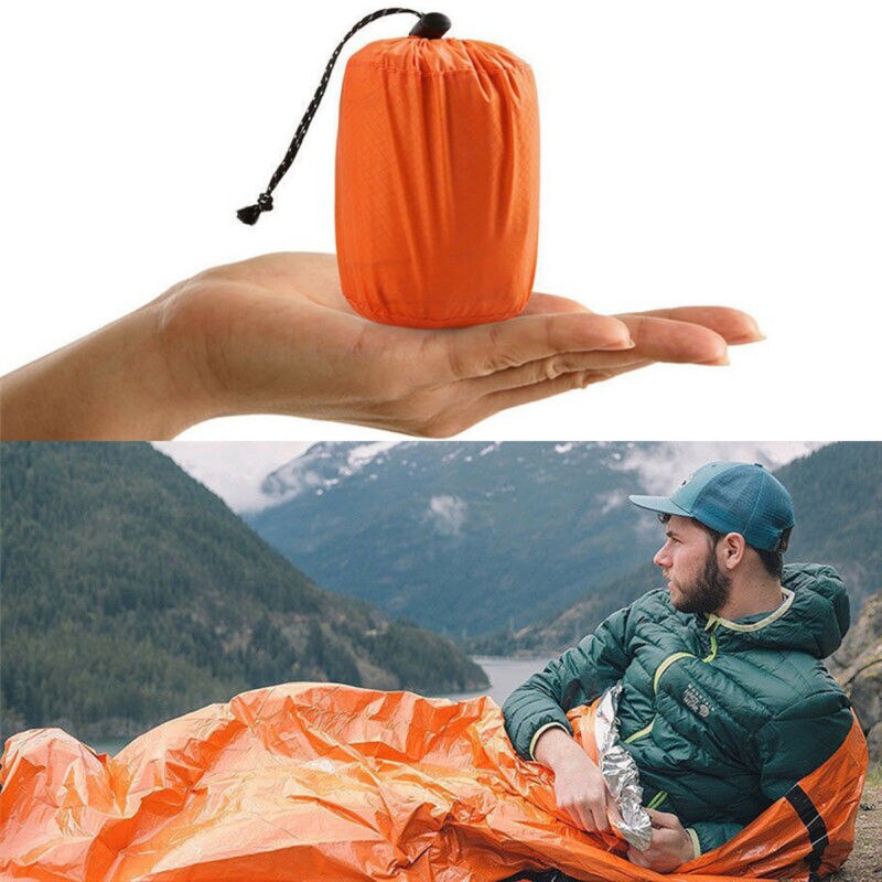 Praktische Faltbare Folie Thermische Raum Erste Hilfe Notfall Überleben Schlafsack Decke Wandern Camping Outdoor Sport Getriebe Orange