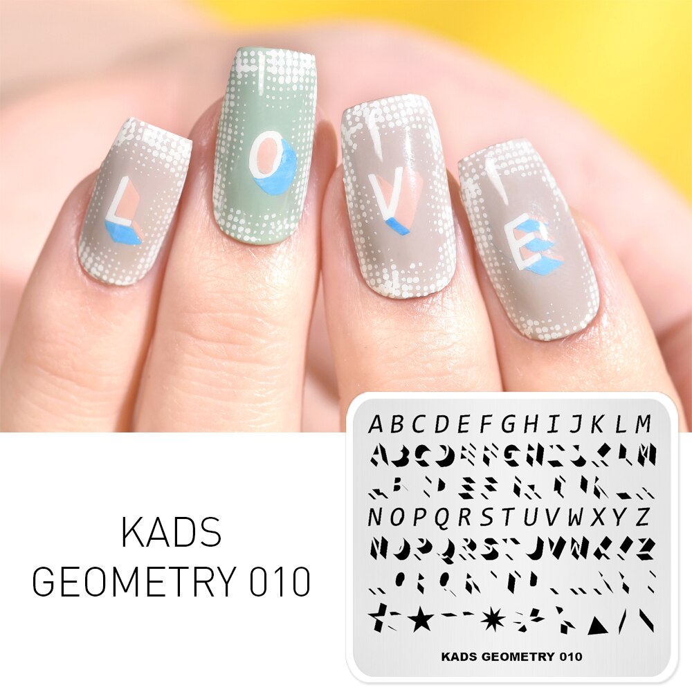 Nail Stempelen Platen Geometrie Serie Nail Art Template Stempel Nail Letters Image Plate Stencils Voor Nagels Tool