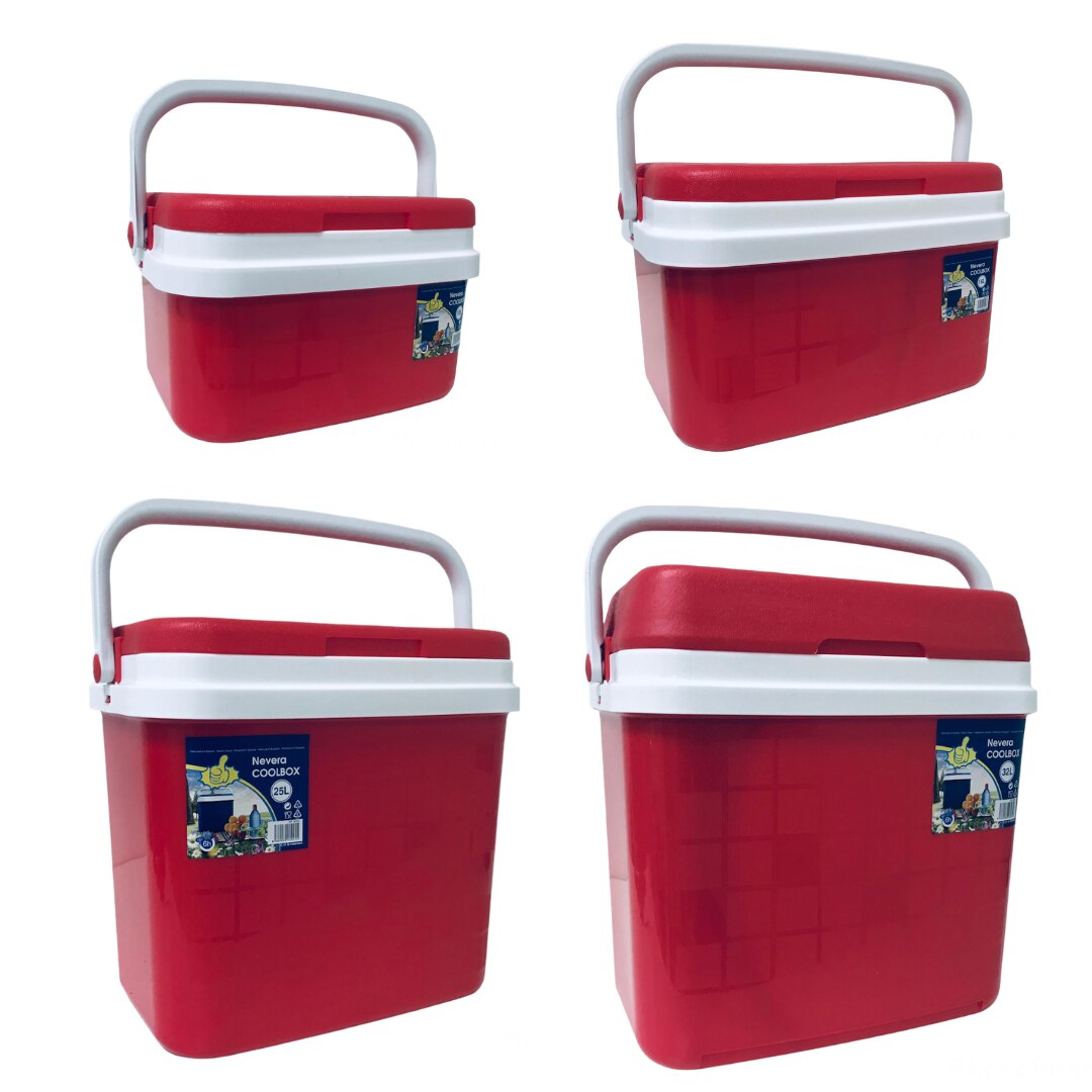 KROWN - Nevera Portátil Térmica, Rojo y Blanco, Polipropileno, Ideal Para Actividades al Aire Libre, Camping en el Jardín, Barbacoas, Pícnic, Playa. Capacidad - 10 Litros / 16 Litros / 25 Litros / 32 Litros