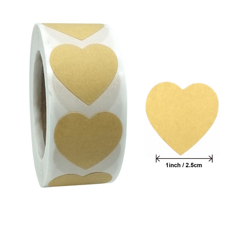 1500 stuks/rol bedankjes en gouden hartjes kraft stickers met ronde stickers voor scrapbooking verpakking  (3 rollen)