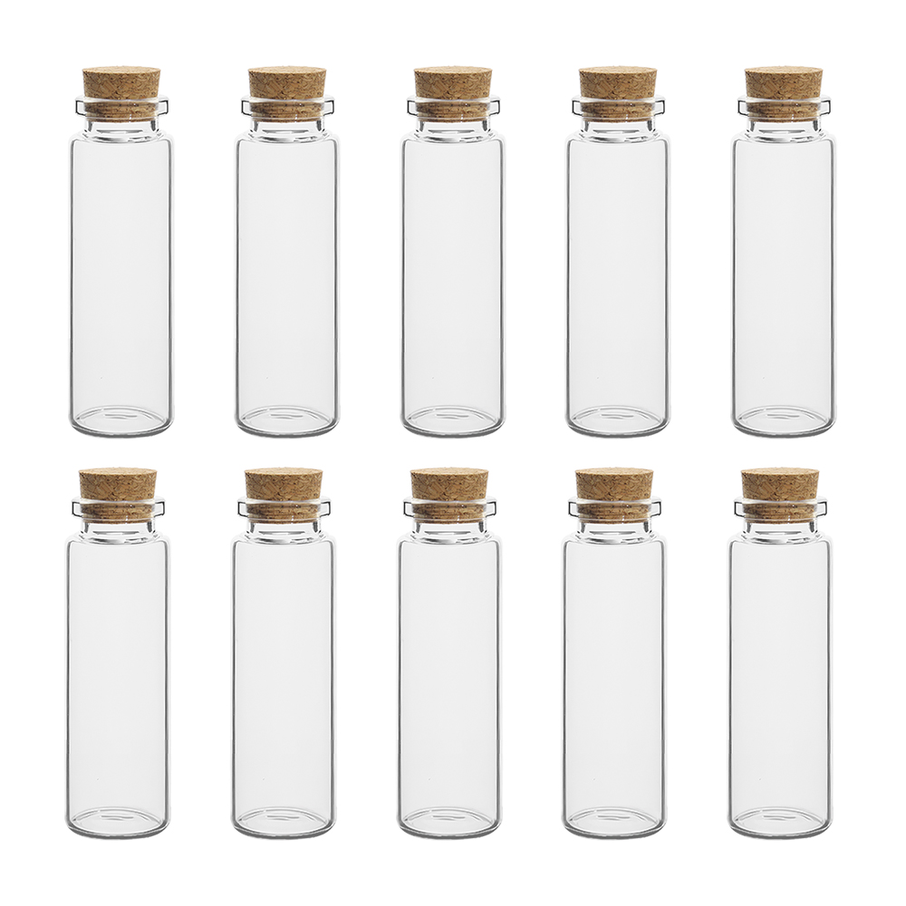 10 Uds Mini botellas de vidrio con tapones de corcho tarros de hechizo viales de poción botellas de mensaje de deseos para favores manualidades DIY 5ml-20ml: Blanco cremoso