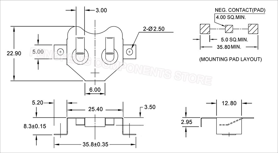 5pcs/lot Precision Stamping SMT SMD Coin Cell CR2477 Battery Holder, CR2477 Battery Retainer