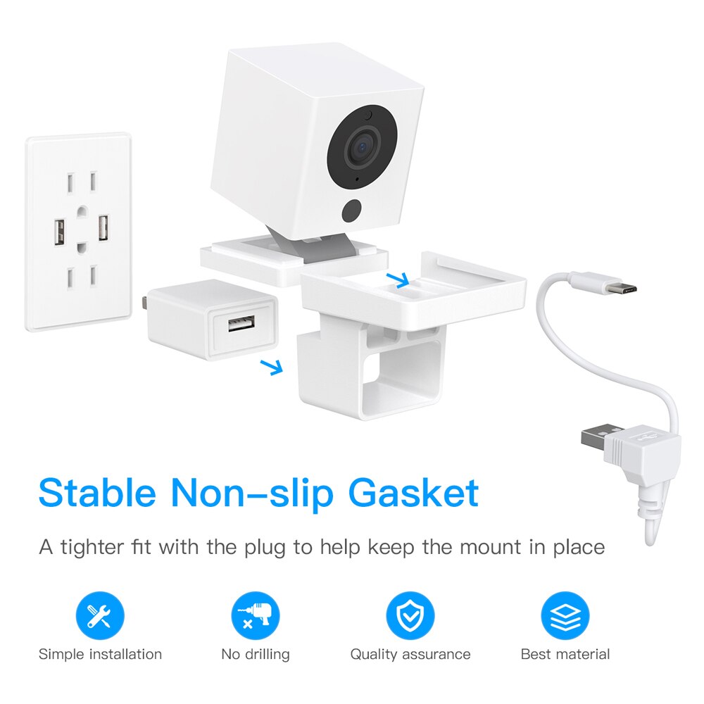 1 PCS Socket Holder Bracket AC Outlet Mount Wall Mounting Smart Cable Arrangement Compatible with Wyze Cam V1/V2