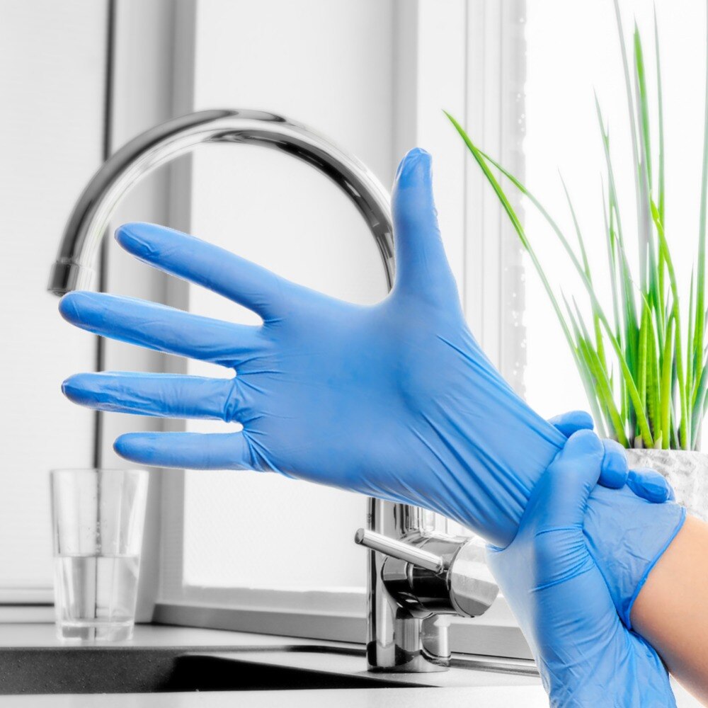 100 stuks nitril handschoenen blauw, waterdicht, allergievrij, wegwerphandschoenen voor de veiligheid van monteurs, laboratoriumkeukens