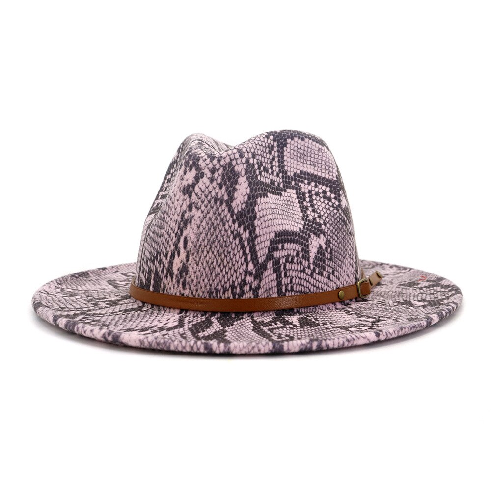 Autumn Winter Snakeskin pattern Fedora Top Jazz Hats Wide Brim Fedora Hats for Woman: 2