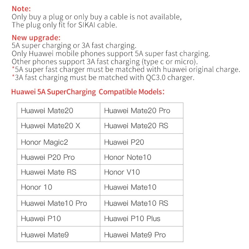 Sikai cabo usb carregador rápido 3 em 1 5a, cabo de carregamento rápido e magnético para huawei honor view 20 usb c 5a qc4.0 para honor 10 30pro