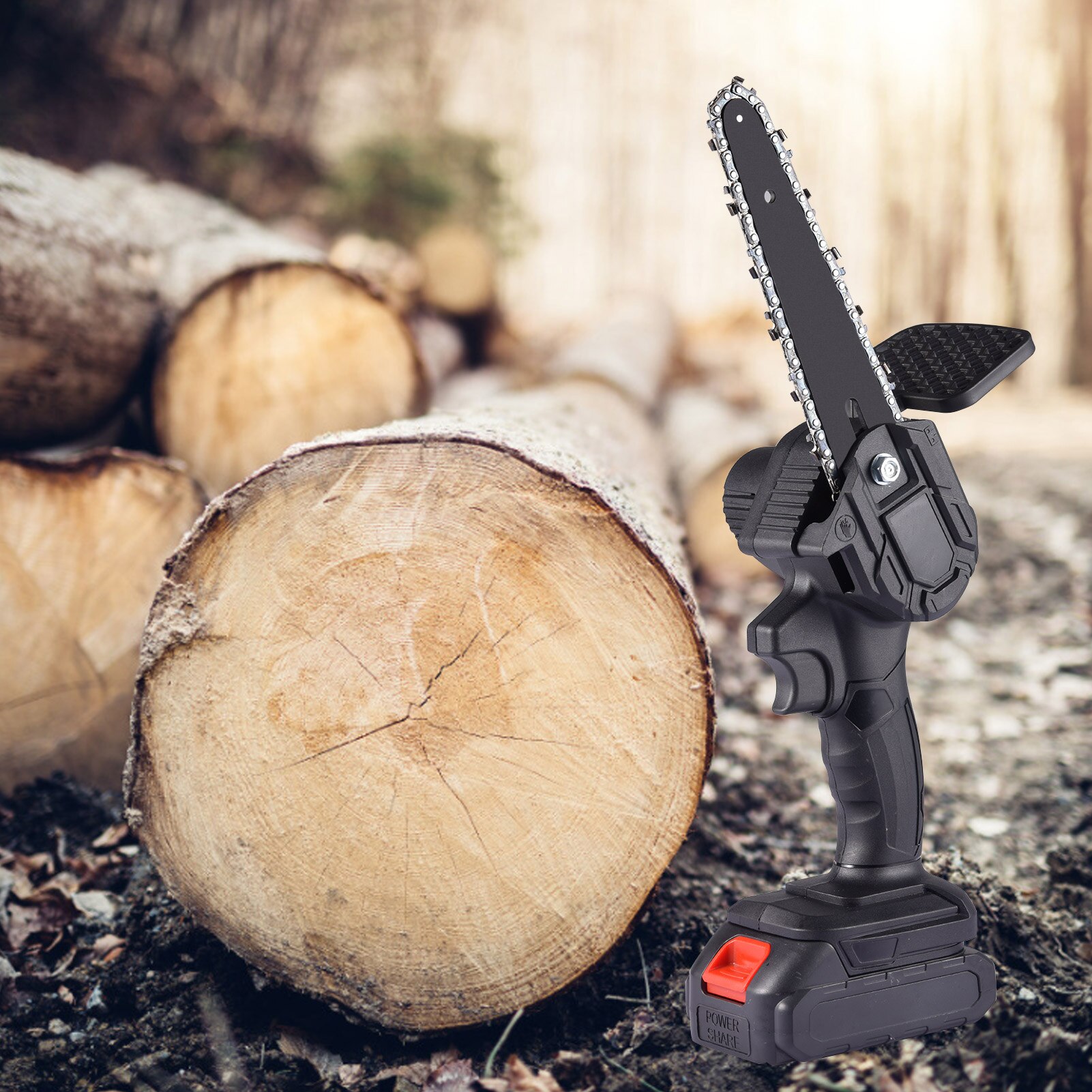 21V 6 Inch Rechargeable Electric Chain Saw Cordless Woodworking Wood Cutter With EU/US/AU/UK Plug Adapter 1/2 Batteries