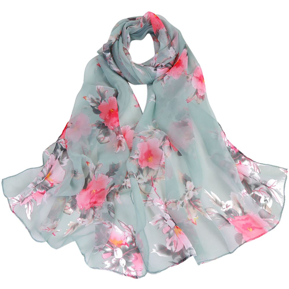 Vrouwen Perzik Bloesem Print Sjaal Zomer Dunne Zachte Wrap Dames Elegante Bloemen Sjaal Ademend Chiffon Sjaals Halsdoek Tippet: d