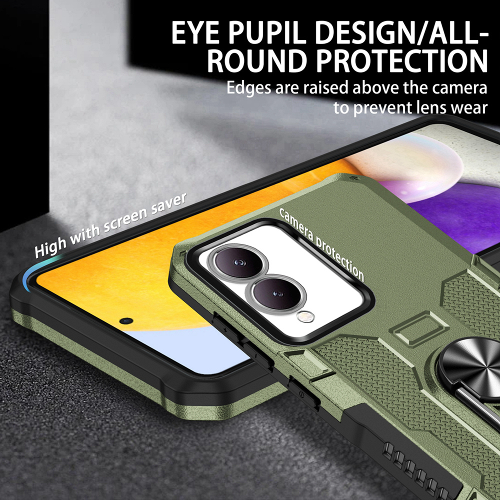 Shockproof Armor Case for VIVO Y17S Soft Silicone+PC Metal Ring Stand Phone Back Cover for VIVO Y17S