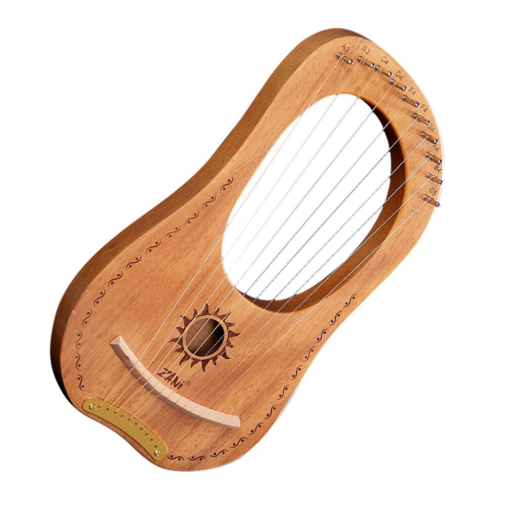1 Set Lyre Harp 10-String Ancient Style Lyre Harp Mahogany String Instrument