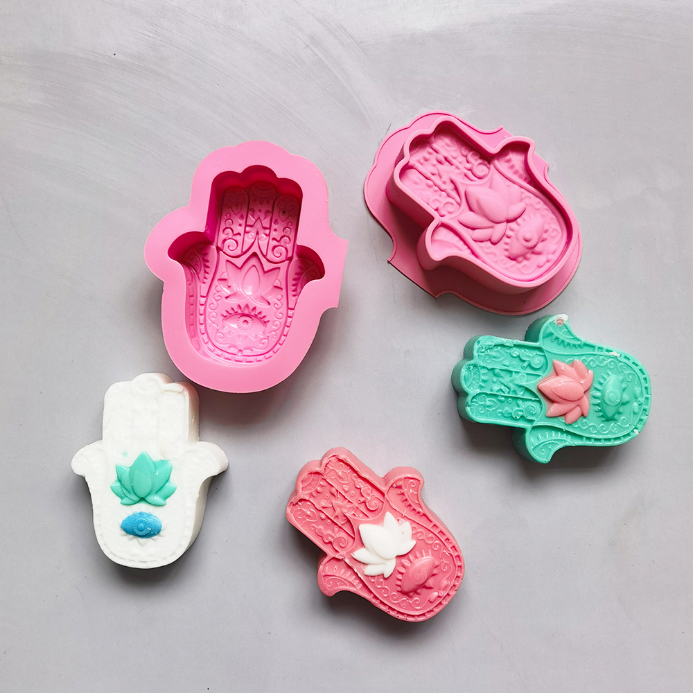 Moldes de silicona para jabón, molde hecho a mano para jabones de baño en forma de palma, suministros de cera, molde para hacer velas, 2/4 Uds.