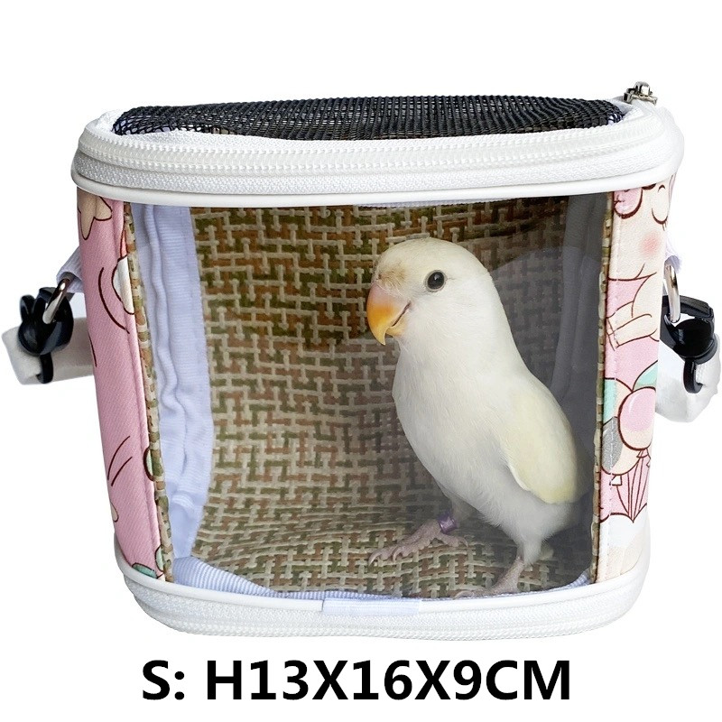 Cage de Transport d&#39;oiseaux de compagnie, sac de voyage Portable pour petits animaux, Transport de perroquets, écureuil léger et respirant, accessoires pour animaux de compagnie: Pink vine S