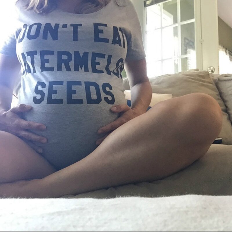 knapp nicht essen Wassermelone Samen Druck Mutterschaft Kleidung oben T Frauen Schwangerschaft Kurzarm T Hemd für Schwangere Grau t-Shirt