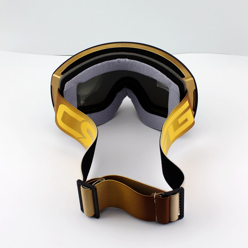 Azuurblauwe lens gouden montuur merk skibrillen double  uv400 anti-condens grote skibrillen skibrillen heren dames sneeuw snowboardbrillen