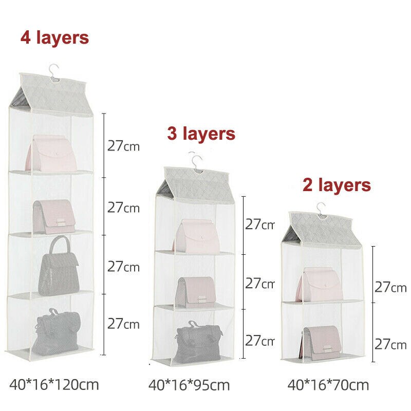 Hanging Handbag Organizer Pockets Shelf Bag Storage Holder Wardrobe Closets /BY