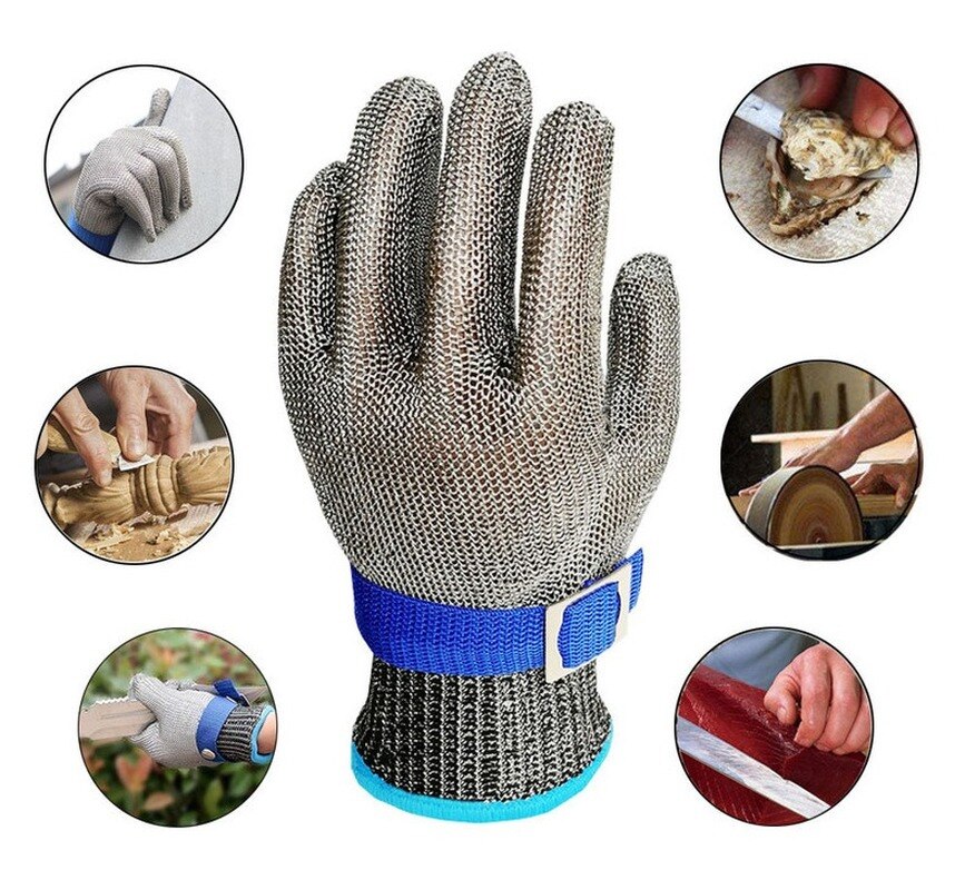 Guantes de seguridad anticorte, manoplas de seguridad anticorte, antipuñalado, malla metálica de alambre de acero inoxidable, anticorte