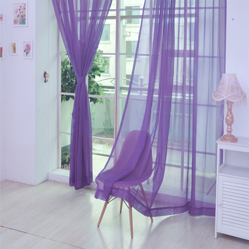 1 Pcs Pure Kleur Tulle Deur Gordijn Drape Panel Sheer Sjaal Valletjes Moderne Voile 200Cm X 100Cm