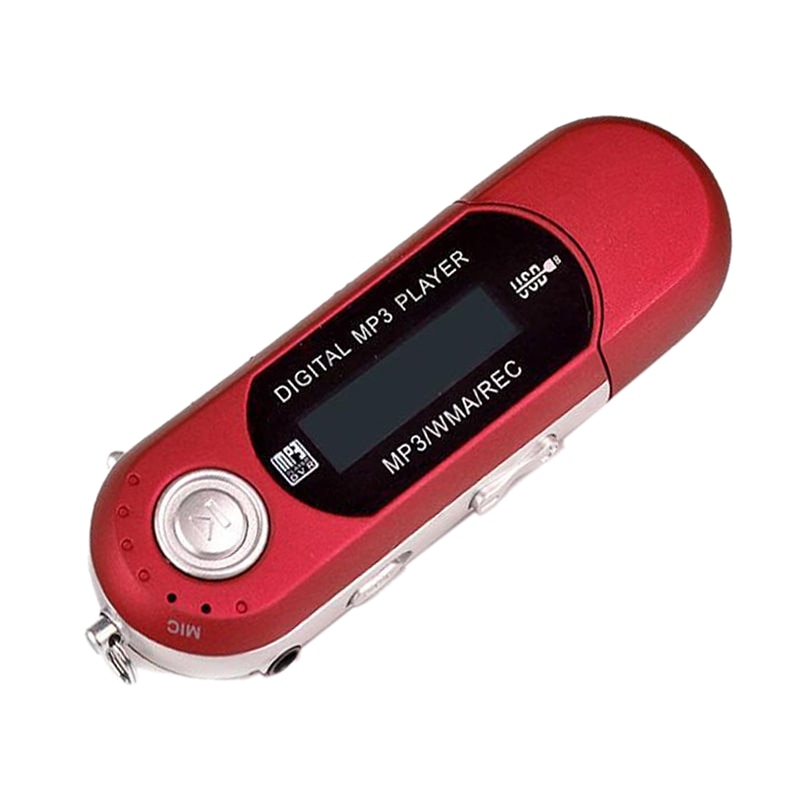 Tragbare Digitale Mini USB MP3 Musik Player Auto Auto FM Radio Funktion Mit TF Karte Slot LCD Screen USB Flash stick Mit Kopfhörer: red