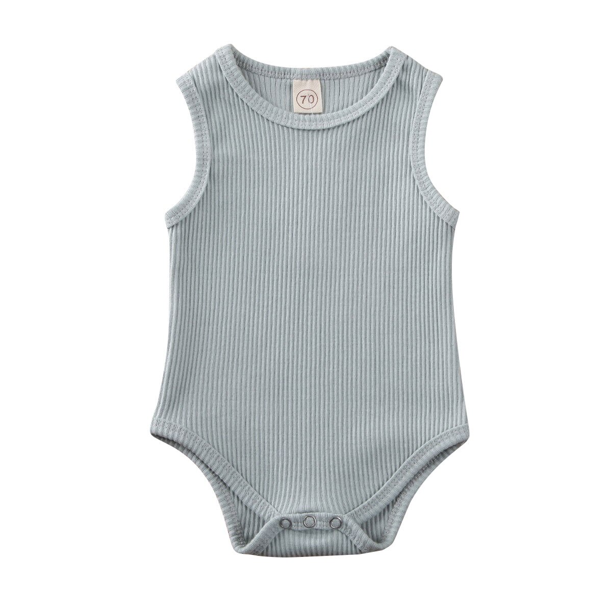 Combinaison en coton doux pour bébés 0-24M | Tenue d'été sans manches, solide, pour garçons et filles, combinaison une pièce,: Bleu / 9M