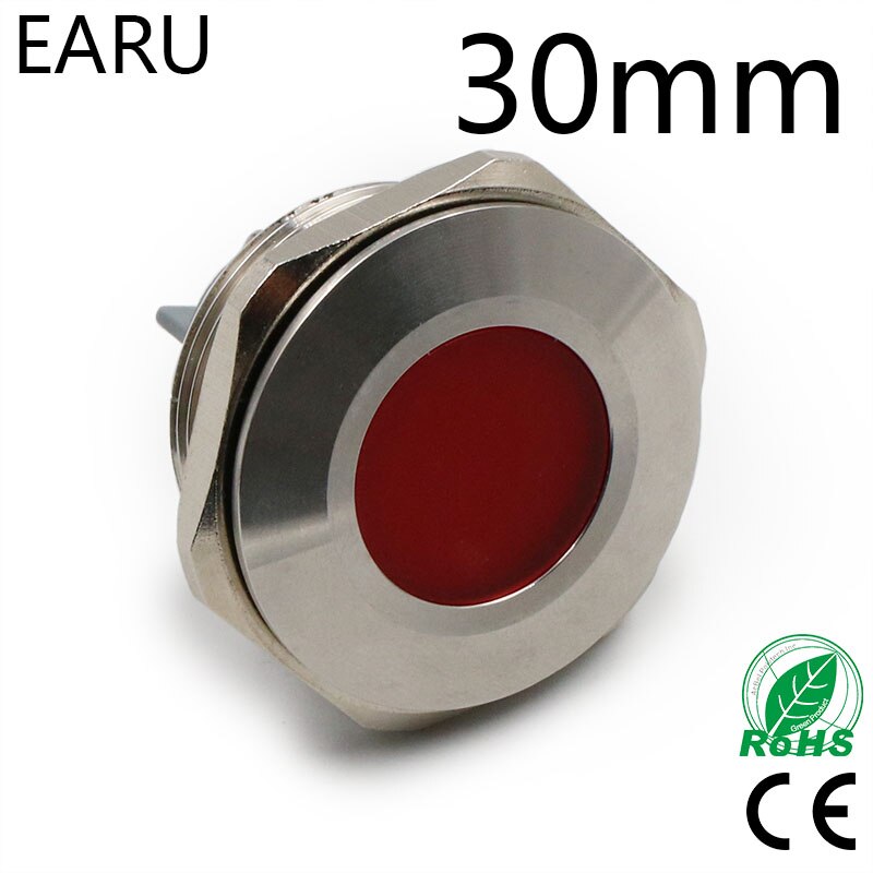 30mm IP67 Waterproof Metal LED Indicator Signal Pilot Warning Lamp Light 5V 12V 24V 110V 220V Red Green Blue Yellow White Boat