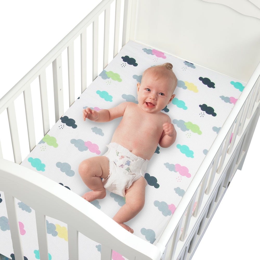 130*70cm Pure Cotton Babies Fitted Sheet Newborn Cartoon Baby Nursery Sheet Cross Border Baby Bed Bedding Bed Bumper
