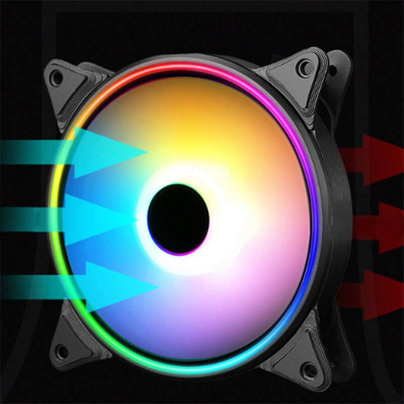 RGB Color-Changing Symphony LED Light Desktop Computer DIY Light-Emitting Cooling Fan LED Case Fan Computer Cooling Fan (Fine Ap
