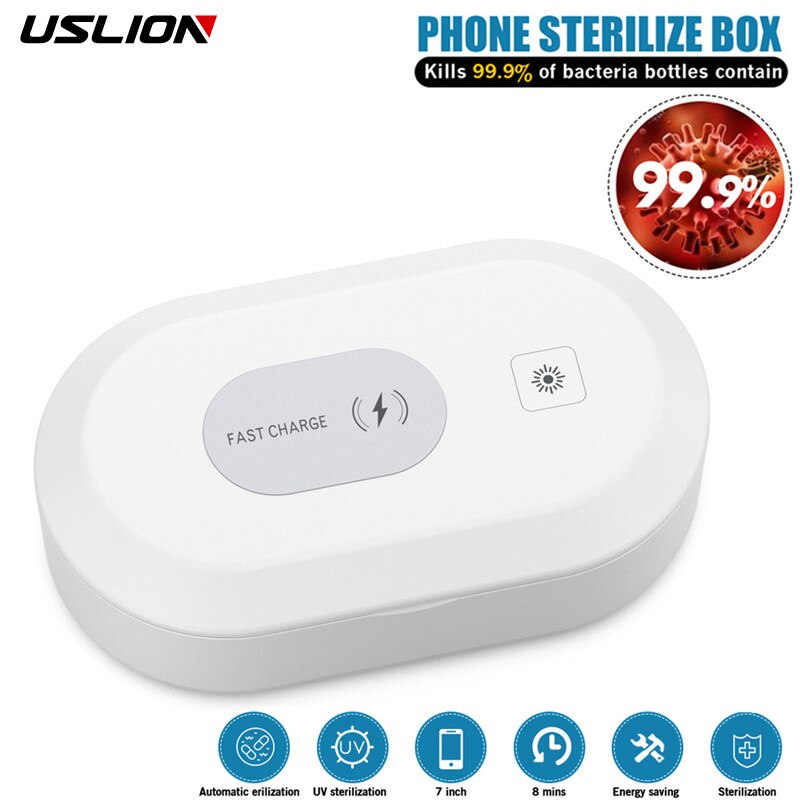 Uslion Uv Telefoon Sterilisator Box Qi Draadloze Opladen Persoonlijke Sanitizer Desinfectie Kabinet Sieraden Cleaner Met Aromatherapie