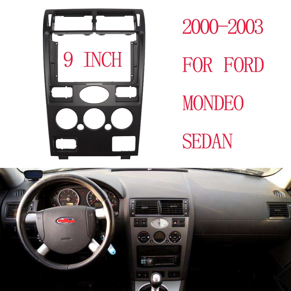 BYNCG 9 inch Fasxia Car Audio Frame Car Radio Fascia,gps navigation fascia panel is suitable 2000-2003 FORD MONDEO SEDAN: BLACK
