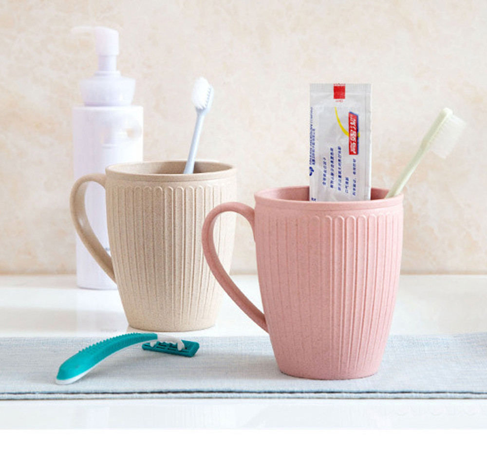 Mug Wheat Straw Mate Cup Brush Teeth Cup Bathroom Tumblers Mouthwash Cup Drinking Water Cup Bathroom Accessories