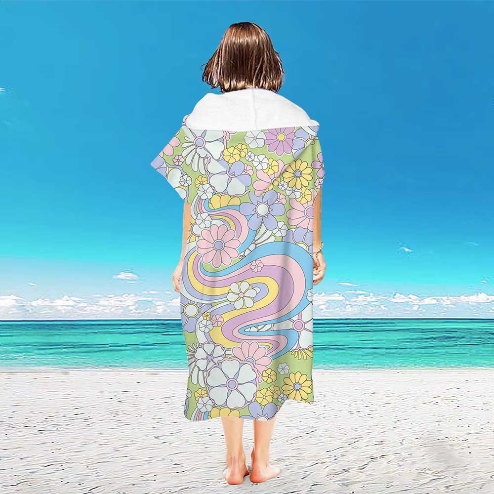 Surfponcho, waterabsorberende capuchon, microvezel strandlaken, badhanddoek, zwemhanddoek, wetsuit poncho voor volwassenen: Goud