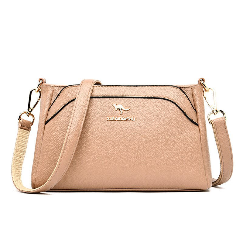 OLD TANG Shoulder Messenger Bags For Women Soft Leather Crossbody Bags Sac a Main Bolsa: Khaki