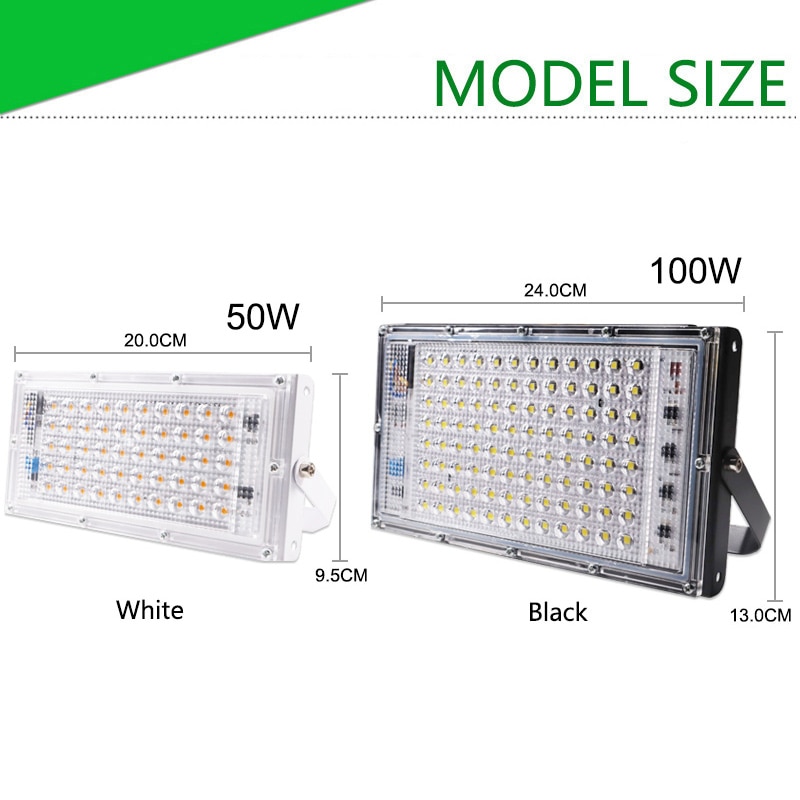 ledet flomlys 50w 100w ac 220v 240v utendørs flomlys søkelyset varm kald ledet gatelampe  ip65 vanntett landskapsbelysning