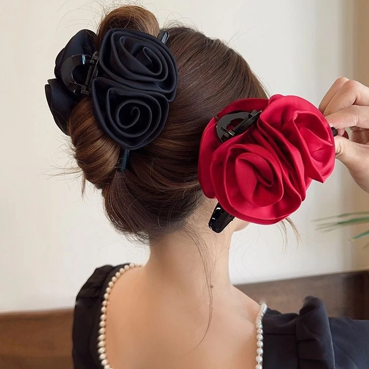 Pinzas en forma de garra para el pelo de rosa francesa, horquilla con temperamento, tocado de princesa para mujer, Clip de agarre a la , accesorios para cabello femenino