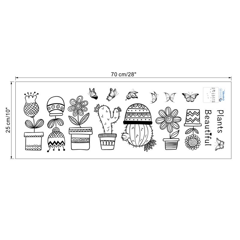 Potteplante blomst sommerfugl wallstickers decalques boligdekoration adesivo de parede boligdekoration wallsticker wallsticker vægmaleri plakat