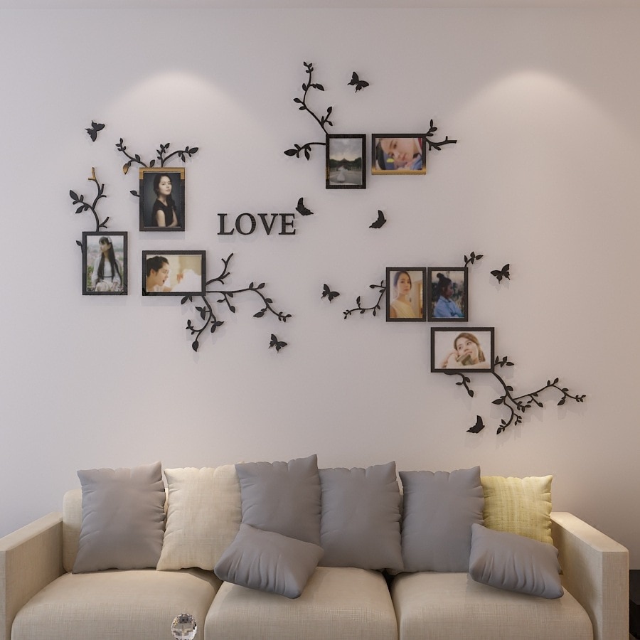 Letras de amor 3d acrílico adesivos parede molduras adesivo diy parede decora poster foto da família pendurado sala estar decoração casa