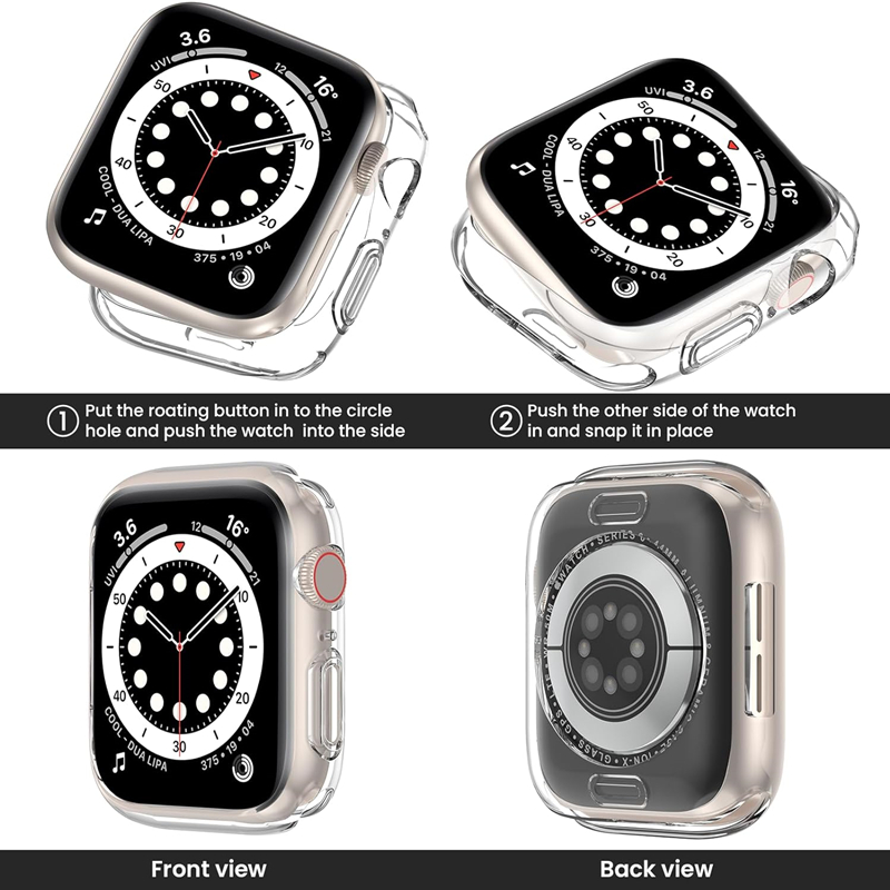 Funda para Apple Watch 44MM 40MM 45MM 41MM 49MM 38 42MM funda protectora de pantalla de TPU transparente suave hueca iWatch 9 8 7 6 SE 5 Ultra 1 2