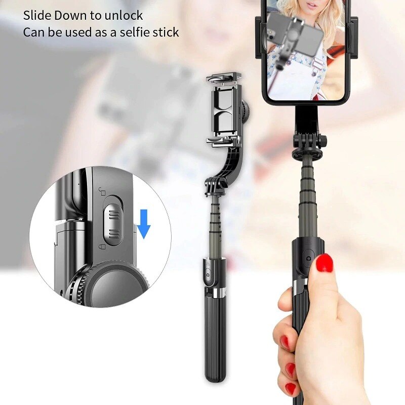 Selfie stick gimbal stabilisator bluetooth justerbar stativ til mobiltelefon iphone android